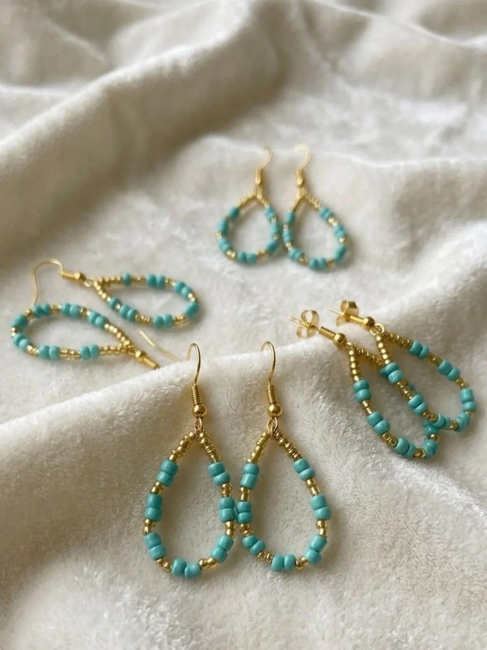❤️The Aurora Beaded Teardrop Earrings - Gold & Turquoise